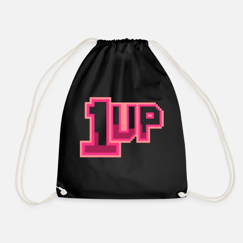 1 Up (Pixel-Schriftzug) - Turnbeutel - Schwarz
