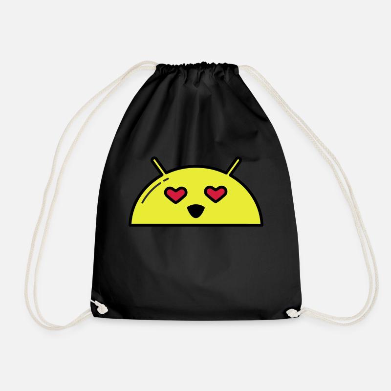 Love Alien Face Emoticon - Drawstring Bag - black