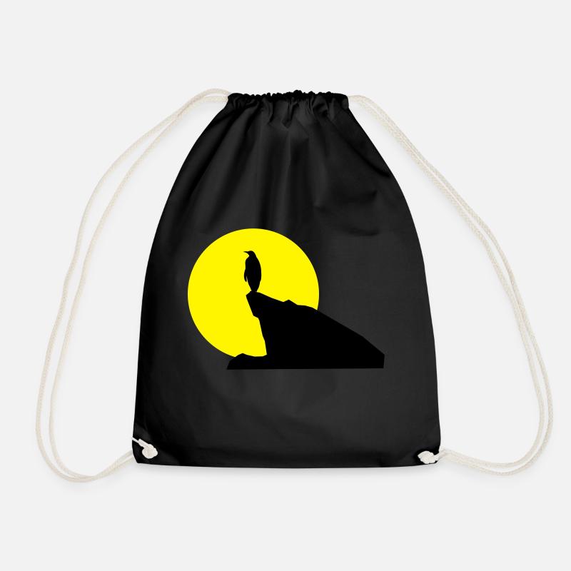 pinguin_bei_vollmond - Turnbeutel - Schwarz