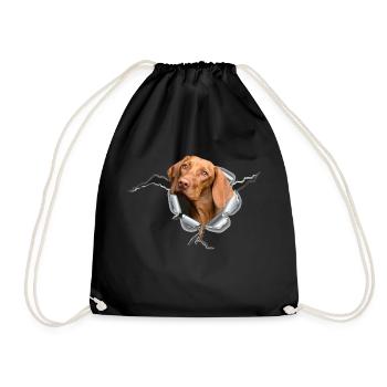 Magyar Vizsla im *Metall-Loch* - Turnbeutel - Schwarz - Vorne