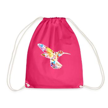 Hummingbird Mosaic - Drawstring Bag - fuchsia - Front