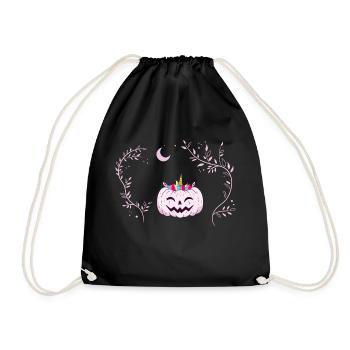 Citrouille Licorne - Citrouille rose déguisée en licorne - Sac de sport léger - noir - Devant