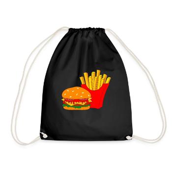 Burger avec frites - Sac de sport léger - noir - Devant