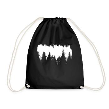 Pine forest silhouette trees nature - Drawstring Bag - black - Front