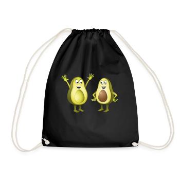 Cheerful illustration of two avocados - Drawstring Bag - black - Front