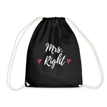Mrs. Right wedding gift saying partner look - Drawstring Bag - black - Front
