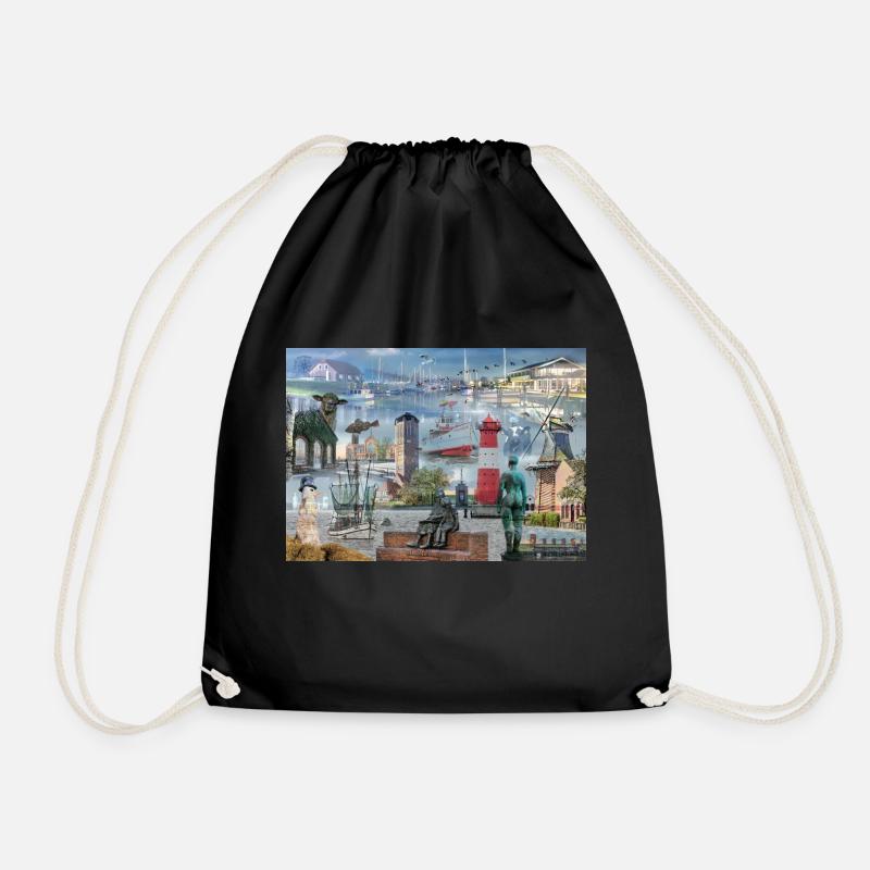 Varel Dangast hidden object - Drawstring Bag - black
