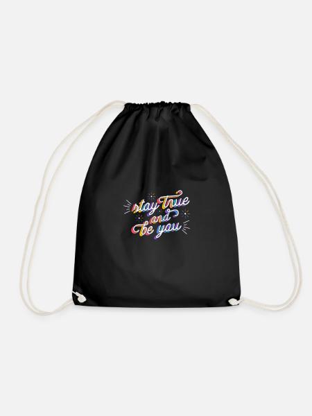 StayTrueAndBeYou - Drawstring Bag - black