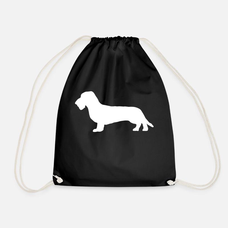 Dackel Rauhaar Hund Dachshund Teckel Silhouette - Turnbeutel - Schwarz