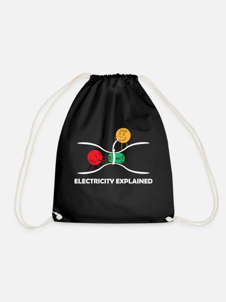 Elektrizität Erklärt - Turnbeutel - Schwarz