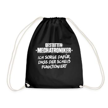 Mechatroniker Mechatronikerin Mechatronik Geschenk - Turnbeutel - Schwarz - Vorne