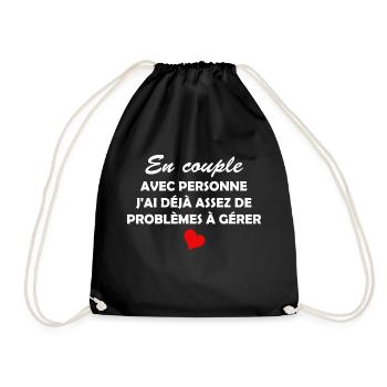 en couple avec personne / humour célibataire - Sac de sport léger - noir - Devant