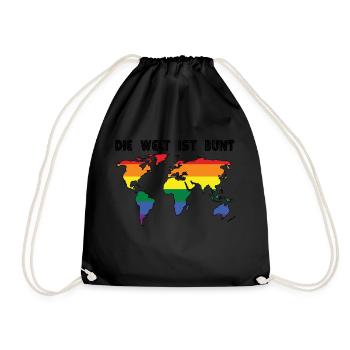 Welt ist bunt LGBT Spruch Geschenk Pride Rechte - Turnbeutel - Schwarz - Vorne