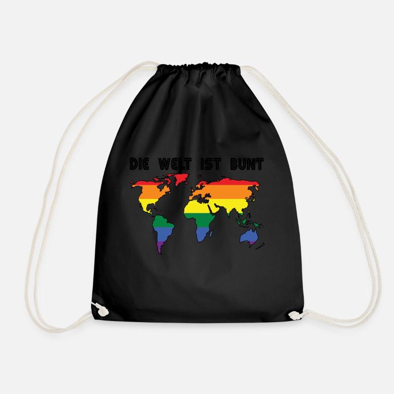 Welt ist bunt LGBT Spruch Geschenk Pride Rechte - Turnbeutel - Schwarz