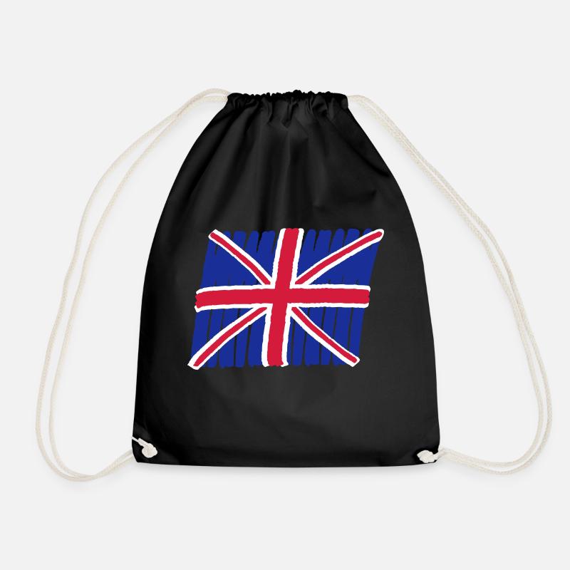 UK GB Flag 3-color - Drawstring Bag - black