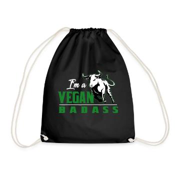 vegan gift fruit saying eco cool vegetarian - Drawstring Bag - black - Front