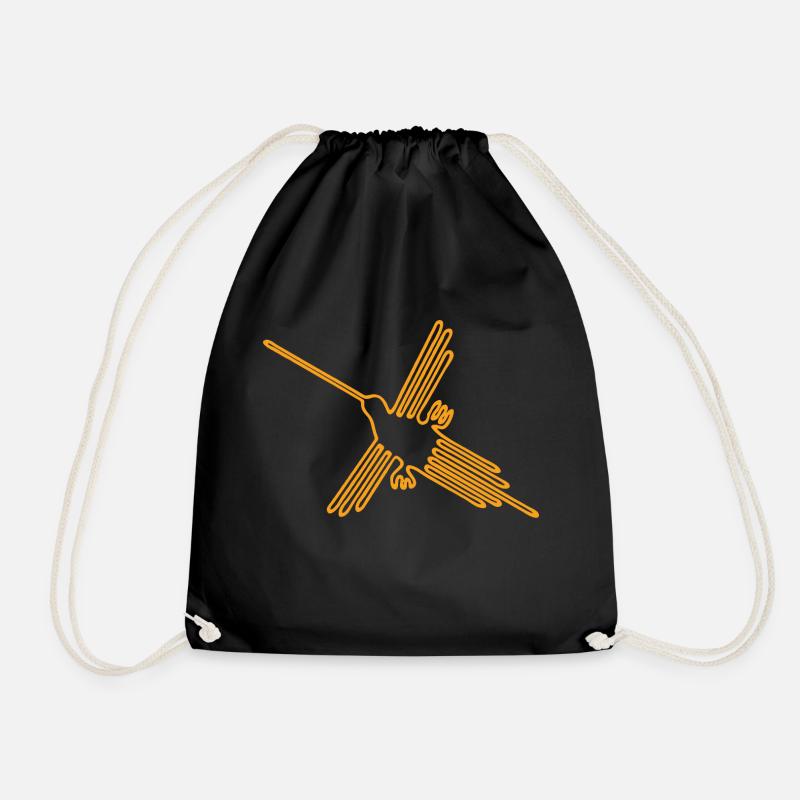 Orange Nazca Hummingbird - Drawstring Bag - black