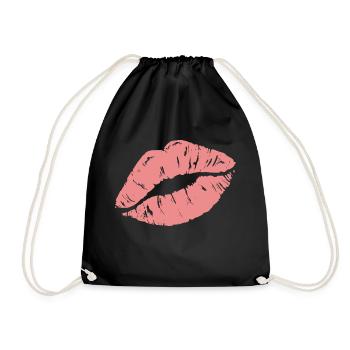 Print "Kiss My Lips" - Turnbeutel - Schwarz - Vorne