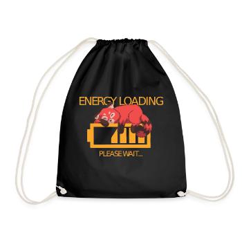 Low energy red panda sleeping comic - Drawstring Bag - black - Front