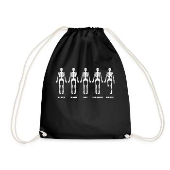 Black White Gay Straight Pirate - Drawstring Bag - black - Front