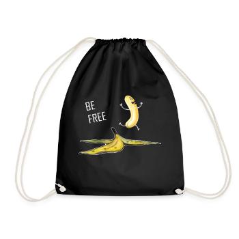 Be Free Banana Lustige Banane FKK - Turnbeutel - Schwarz - Vorne