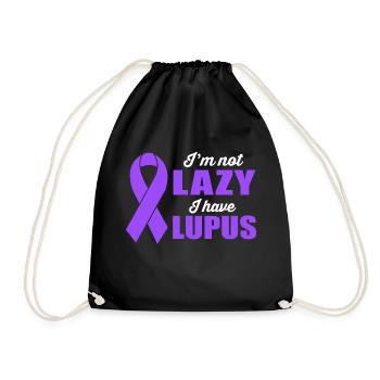 Lupus Krieger Ich bin nicht faul, ich habe Lupus - Turnbeutel - Schwarz - Vorne