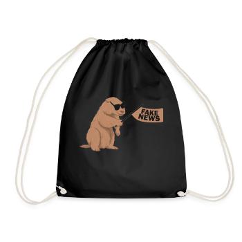 Marmot with sunglasses - Drawstring Bag - black - Front