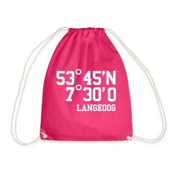 Langeoog Ostfriesische Insel Nordsee Geschenk - Turnbeutel - Fuchsia - Vorne
