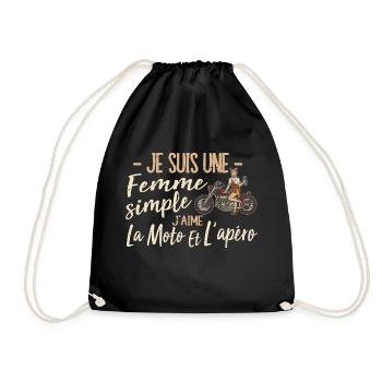 Je Suis Une Femme Simple J'aime La Moto Et L'apéro - Sac de sport léger - noir - Devant