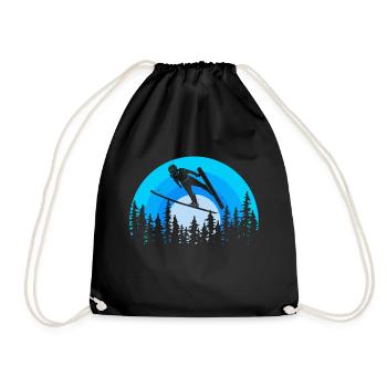 Ski jumping, ski jump, ski jumper, ski jumping - Drawstring Bag - black - Front