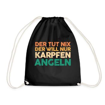 Angeln Angler Karpfen Fischer - Turnbeutel - Schwarz - Vorne