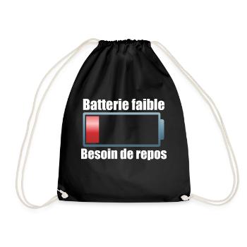 Citation batterie faible. Téléchargement énergie - Sac de sport léger - noir - Devant