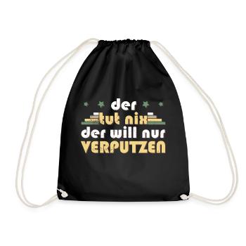 Der will nur verputzen Gipser Handwerker Spachtel - Turnbeutel - Schwarz - Vorne