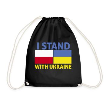 poland Stand With Ukrain I Stand With Ukraine - Drawstring Bag - black - Front