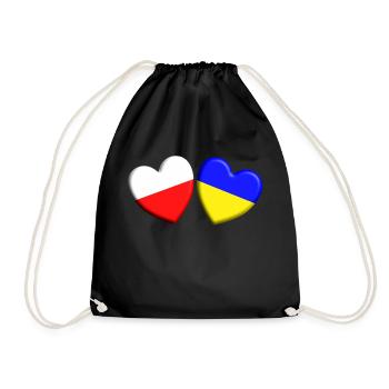 Poland supports Ukraine - Drawstring Bag - black - Front
