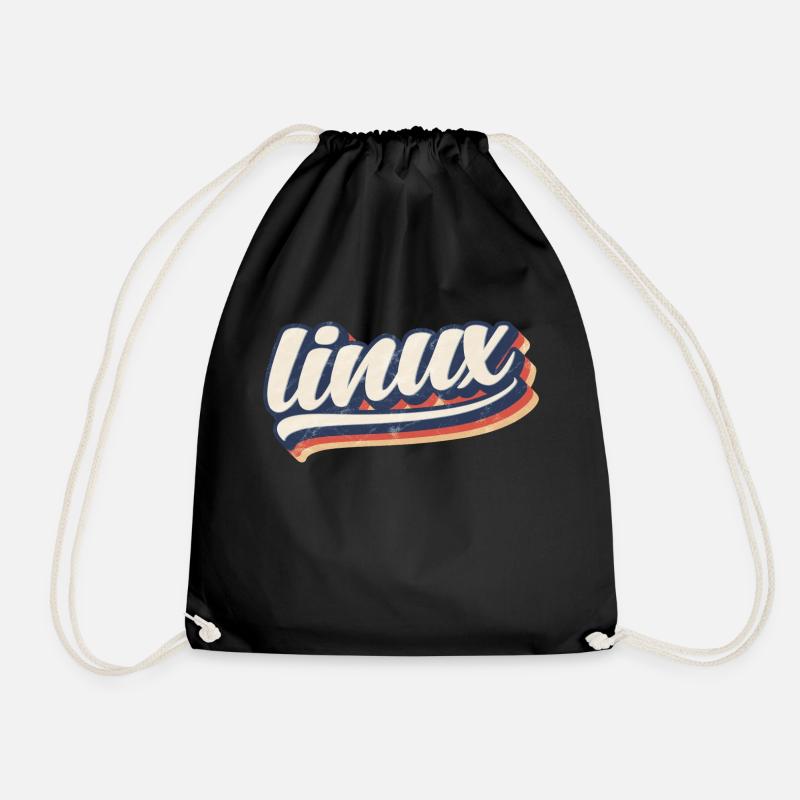 Linux-| Retro Vintage Logo - Turnbeutel - Schwarz