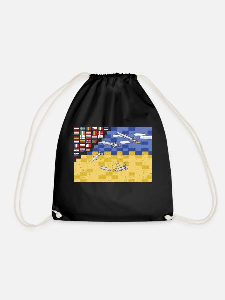 Ukrainian Flag Protecting Europe - Turnbeutel - Schwarz