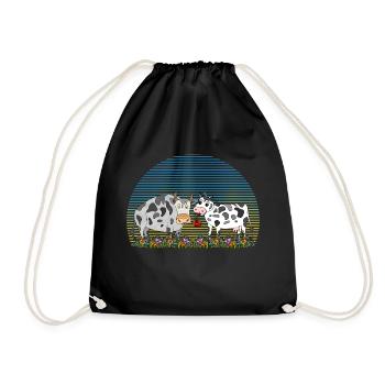 Cow and bull - Drawstring Bag - black - Front