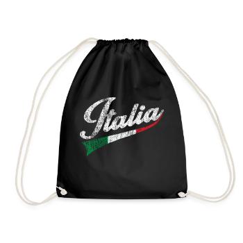 Schrift Italien, Farben Italienische Flagge Trikolore - Turnbeutel - Schwarz - Vorne