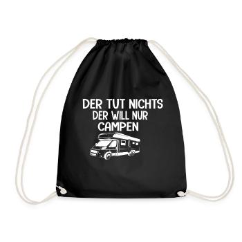 Camping Wohnmobil Van Vintage im Wohnwagen Caravan - Turnbeutel - Schwarz - Vorne