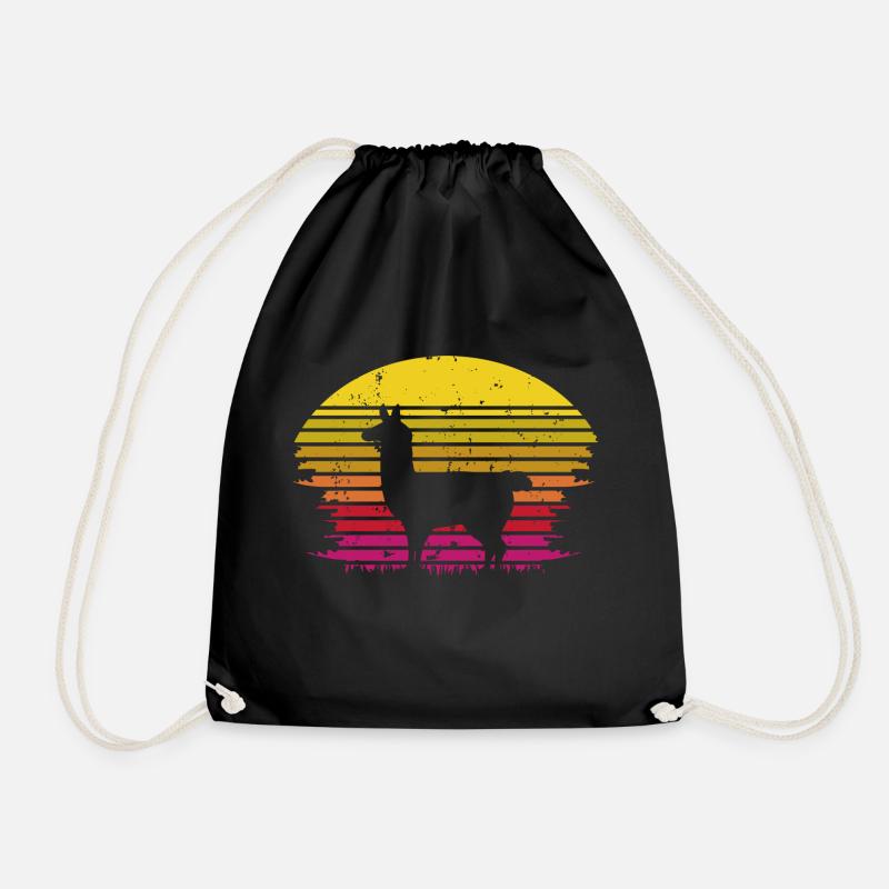 Lama Vintage Retro - Turnbeutel - Schwarz
