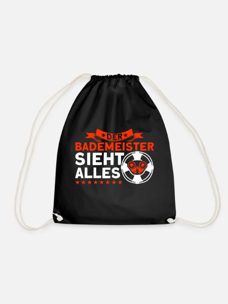 Bademeister Schwimmbad Lifeguard Rettungsschwimmer - Turnbeutel - Schwarz