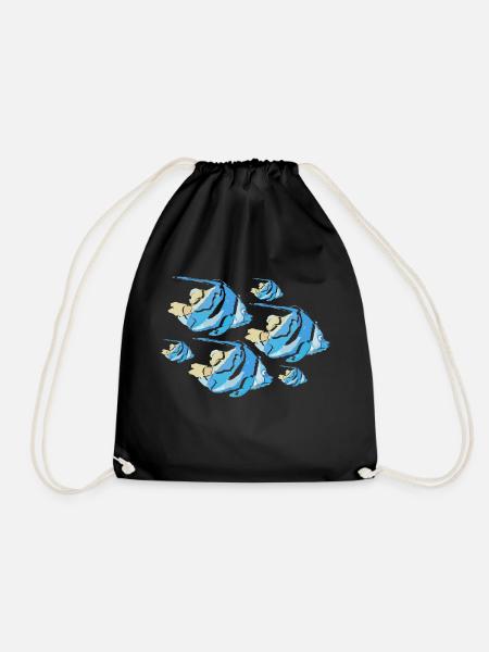Blaue Fische - Turnbeutel - Schwarz
