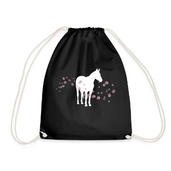Kirschblütenpferd / Reiten - Turnbeutel - Schwarz - Vorne