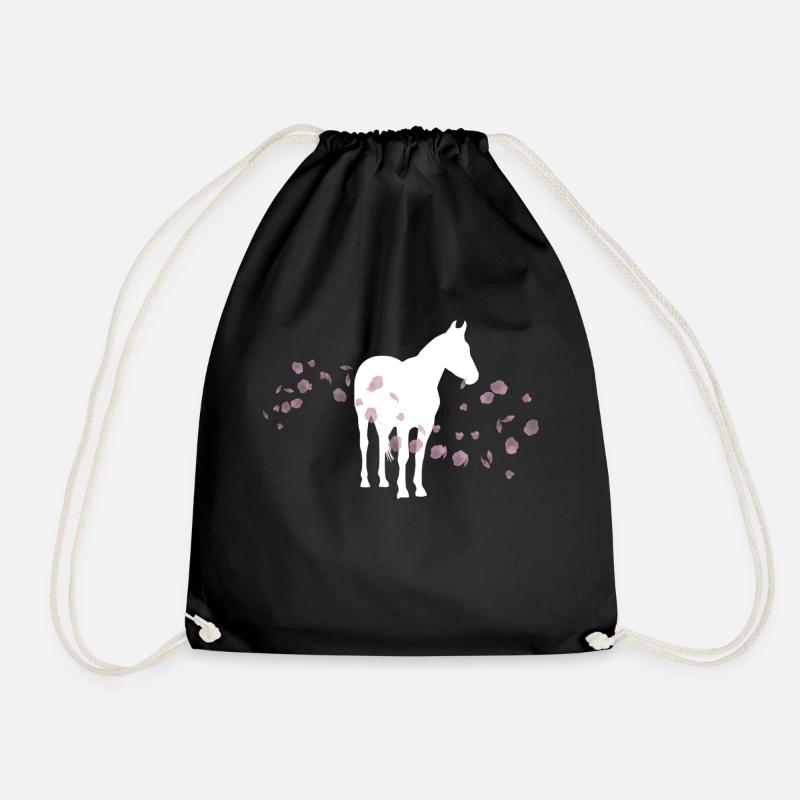 Cheval fleur de cerisier / équitation - Sac de sport léger - noir