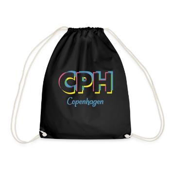 Copenhagen - CPH - Kopenhagen - Dänemark - Denmark - Drawstring Bag - black - Front