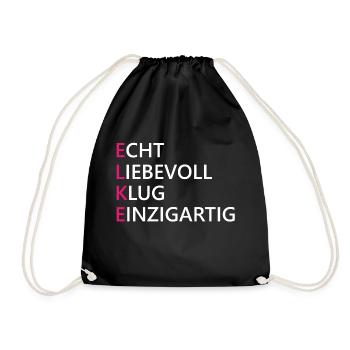 Elke Name Geschenk - Turnbeutel - Schwarz - Vorne