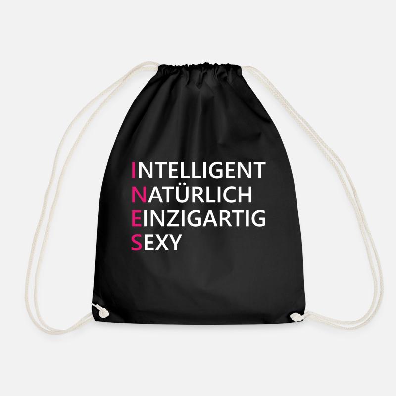 Ines Name Geschenk - Turnbeutel - Schwarz