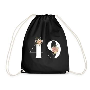49th Anniversary Flowers (Gift of 49 years) - Drawstring Bag - black - Front