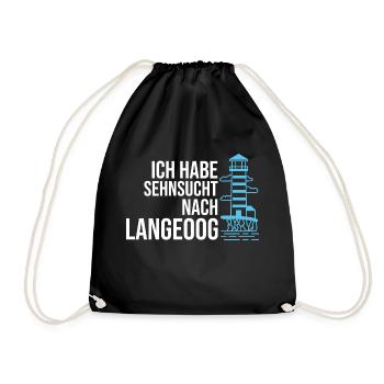 Langeoog Norddeutschland Nordsee Geschenk - Turnbeutel - Schwarz - Vorne